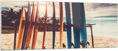 Produktbild von Bilder auf glas - Einteilig - Surfen Strand Board - 140x50cm - Glasbilder - Wandbilder - Bilder - zum Aufhängen bereit - Wanddekoration aus Glas - Glas Bilder - Wandbild auf Glas - GAB140x50-4992