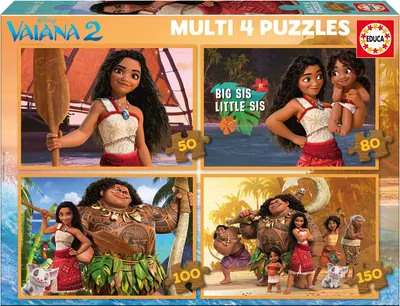 Zdjęcie produktu dla Educa - Zestaw 4 progresywnych puzzli dla dzieci z 50 i 150 elementami z obrazkami Moany 2. Wymiary: 34 x 24 cm. Zalecane dla dzieci w wieku 3–5 lat (20104)