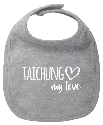 Produktbild von Huuraa Baby Lätzchen Taichung my love Heather Grey Klettverschluss  Baumwolle Latz Geschenkidee