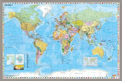 Produktbild von Weltkarte Wolrdmap 60 x 80 cm Pinnwand mit silberfarbenem Rahmen