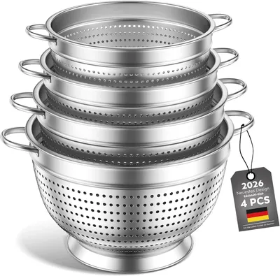 Produktbild von Sieb-Set 3-teilig, Edelstahl, 20 cm, 24 cm und 26 cm, feinmaschig, für Küche
