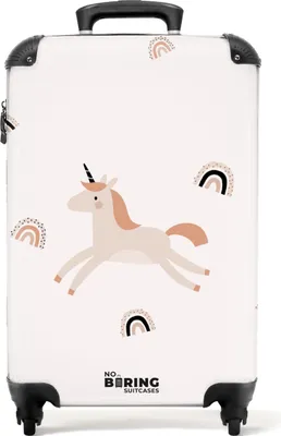 Obrázek produktu pro NoBoringSuitcases.com® Kufr Příruční zavazadlo Trolley Rolling suitcase Malý cestovní kufr na 4 kolečkách - Unicorn - Rainbow - Pattern - Girl - Design - Cabin Size < 55x40x23 cm & 55x40x20 cm - Foto kufr - Cabin suitcase - Board luggagePříruční zavazadlo Kufr 55x35x20 cm, 36L,