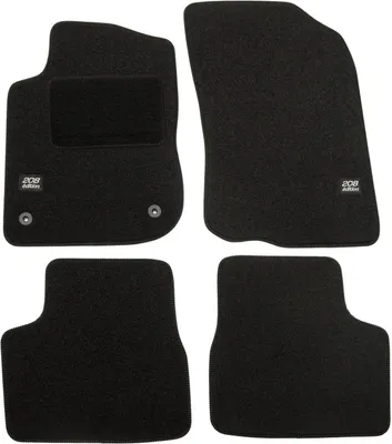 Image de Logo Tapis De Sol Noir Velours Sur Mesure Pour Peugeot 208 2012-2019 4pcs, Base Antidérapante, Tapis conducteur renforcé