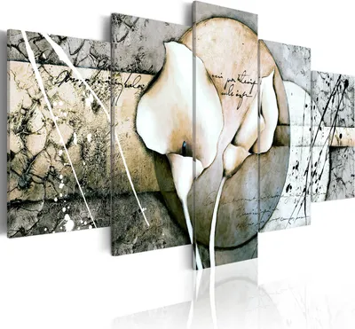 Produktbild von Leinwandbilder 200x100 cm b-A-0232-b-p Vlies Leinwandbild 5 tlg Kunstdruck modern Wandbilder XXL Wanddekoration Design Wand Bild ABSTRAKT BLUMEN WIE GEMALT