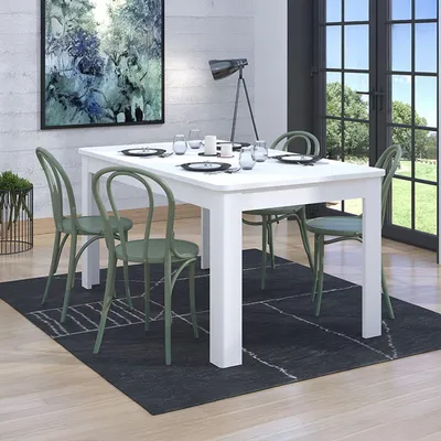 Produktbild von Dmora Ausziehtisch Colosimi 160x91x77h cm Hochglanz Weiß, 8 Plätze ausziehbar