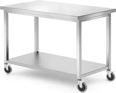 Obrázok produktu pre HENDI Mobilný stôl s policou - skrutkovaný, Kitchen Line, 1200x600x(V)850mm