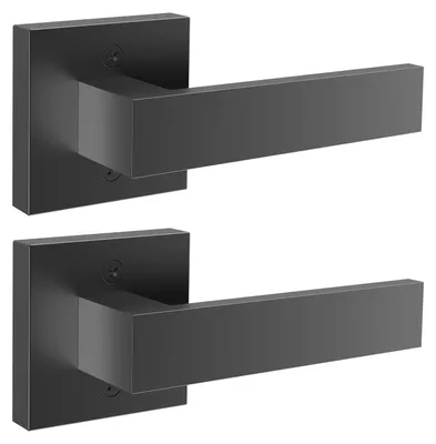 Produktbild von VEVOR Dummy Türgriff, 1 Stück Nicht-Drehender Einseitiger Druck-/Zuggriff, Zeitgemäßes Quadratisches Türgriff-Set, Umkehrbar für Rechts- und Linksseitige Türen, Für Vorratsräume, Schränke und Französische Türen, Matt Schwarz, 2 Stück