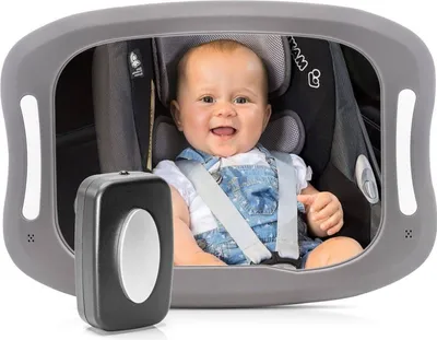 Immagine prodotto di reer BabyView LED Auto-Sicherheitsspiegel, Baby-Rücksitzspiegel, Autospiegel, Rückspiegel, Baby, für Babyschalen und Reboarder-Kindersitze, mit Licht, 86101