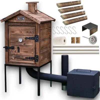 Obrázek produktu pro Udírna dřevo 50x50x80 cm Impregnovaná udírna Udírna zahradní dřevěná udírna Udírna zahradní dřevěná s dvířky BBQ