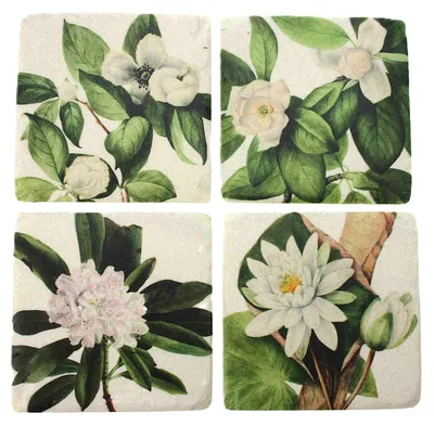 Produktbild von Meander Untersetzer Waterlelies Weiß, s/4 10x1x10cm