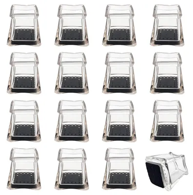 Produktbild von Stuhlbeinkappen quadratisch 30x30mm für 20-24mm transparent mit Filz 16 Stück