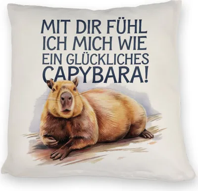 Produktbild von Glücklich mit dir fröhliches Capybara Kissen