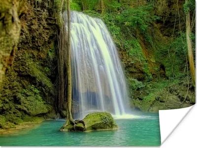 Produktbild von MuchoWow® Poster Ein Wasserfall an einem See im Erawan-Nationalpark, Thailand 160x120 cm - Foto Plakat