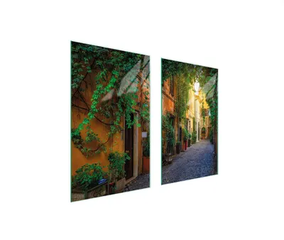 Produktbild von Herdabdeckplatten 2 teilig 75x52 Glaskeramikkochfeld Abdeckung Glas Schneidebrett Gasse Reihenhäuser