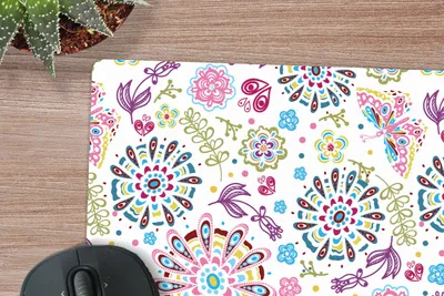 Produktbild von MuchoWow® Mauspad Mousepad Regenbogen - Blumen - Schmetterling - Design 19x23 cm - Mousepads - Maus Mat - Pad - Mausunterlage - Mauspads - Spielen