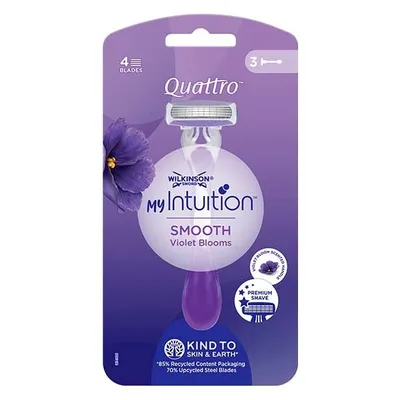 Produktbild von Wilkinson My Intuition Quattro Smooth Violet Bloom Einwegrasierer für Frauen, 3 Stück