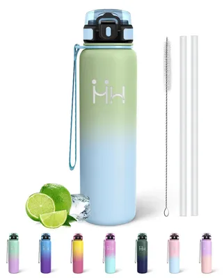 Produktbild von Trinkflasche Edelstahl 1l BPA-frei mit Strohhalm, isoliert, auslaufsicher, Sport