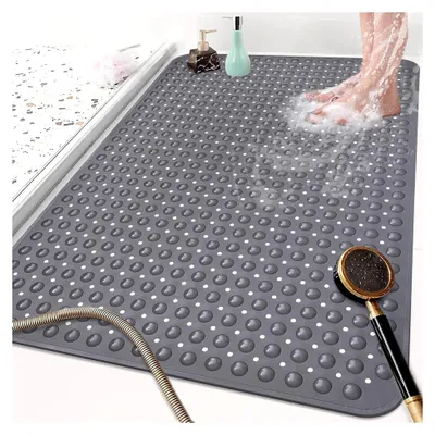 Produktbild von Groß Duschmatte rutschfest 60x90cm: Weich TPE Duscheinlage mit Ablauflöchern und Saugnäpfen - Antirutschmatte Dusche Maschinenwaschbar Antibakteriell schimmelresistent