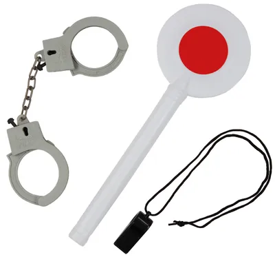 Produktbild von Polizei Set Kinder 3-teilig Handschellen Kelle