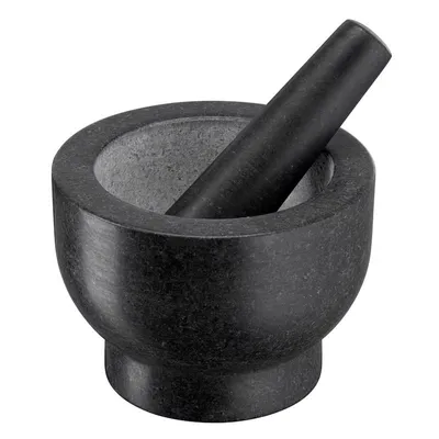 Produktbild von Granit Mörser mit Stößel, robust & langlebig, 14,5 cm, Kräuter und Gewürze zerkleinern, Anthrazit