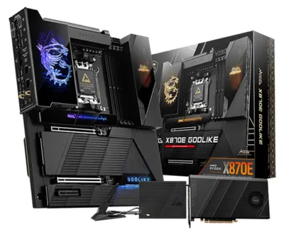 Productafbeelding van MSI MEG X870E GODLIKE, AMD, Socket AM5, Compatibel met AMD Ryzen 7000-serie, AMD Ryzen 8000-serie, AMD Ryzen 9000-serie, Socket AM5, DDR5-SDRAM, 256 GB