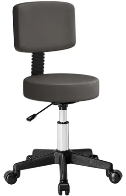 Produktbild von H?henverstellbarer Drehmassagehocker mit Rollen und ergonomischer Rš¹ckenlehne, grau