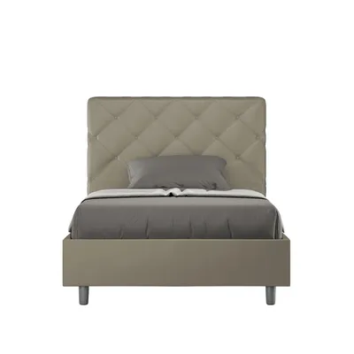 Produktbild von ITYHOME - Gepolstertes Bett ohne Lattenrost 120x190 mit Kunstlederbezug Cappuccino Priya
