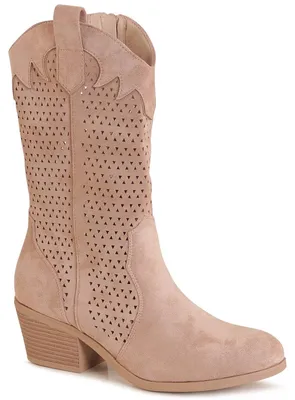 Produktbild von topschuhe24 3217 Damen Cut Out Stiefeletten Western Cowboy Stiefel, Farbe:Beige, Größe:39 EU