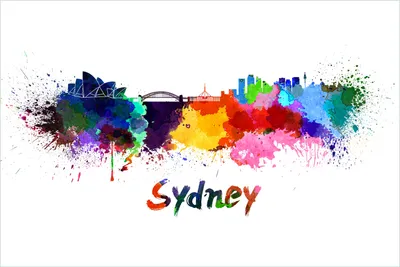 Produktbild von Wallario Poster - Städte als Aquarell - Skyline von Sydney, Kunstdruck Größe: 61 x 91,50 cm