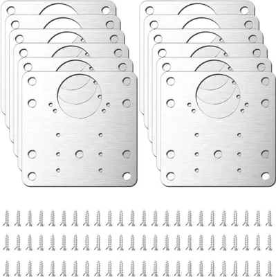 Produktbild von 12 Stück Schrank Scharnier Reparaturplatte, Küchenscharnier Reparaturplatten mit Löchern Edelstahl Scharnier Reparaturplatte für Schrank Möbel Schublade Fenster
