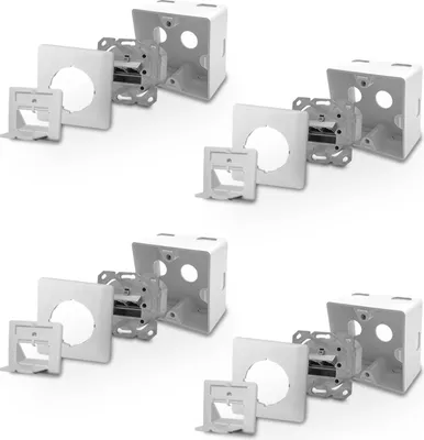 Produktbild von 4x ARLI Cat6a Netzwerkdose 2 Port ( Auf + Unterputz )