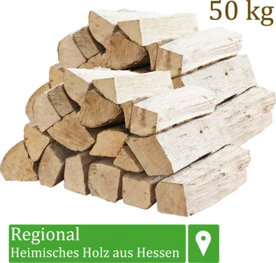 Produktbild von Brennholz Kaminholz Holz 50 kg Für Ofen und Kamin Kaminofen Feuerschale Grill Buche Feuerholz Buchenholz Holzscheite Wood 33 cm Flameup