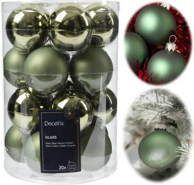 Produktbild von LS-LebenStil 18-20 Design Glas Weihnachtskugeln 6cm Grün Rosmarin Christbaum Christbaumkugel Baumkugel Christbaumschmuck Weihnachtsdeko Dekokugel