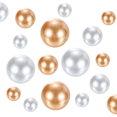 Dekokugeln für Vasen, 120 Stück, 14/20/30 mm, champagnergold/weiß