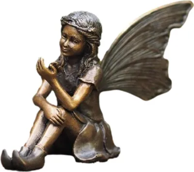 Produktbild von Schöne Sitzende Fee aus Bronze Neu Frostfest Witterungsbeständig BOAN-1252