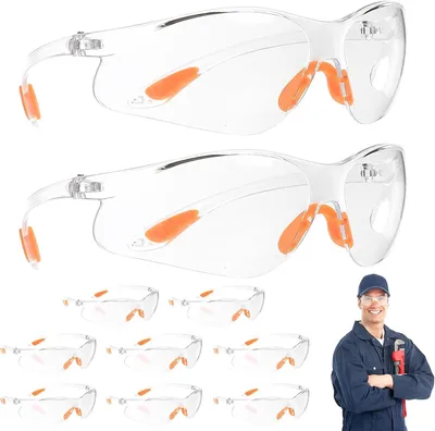 Imagen del producto de Gafas de seguridad transparentes, 10 unidades, con almohadilla de goma, protección ocular para el trabajo