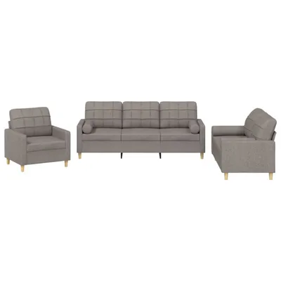 Produktbild von 3-tlg. Sofagarnitur mit Kissen Taupe Stoff