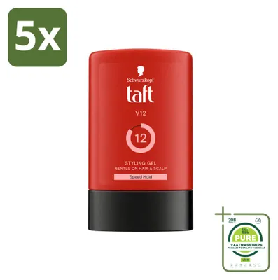 Imagen del producto de 5 unidades de gel de peinado Taft V12 - Fijación extremadamente fuerte - 300 ml - Paquete grande