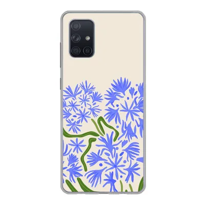 Produktbild von MuchoWow® Handyhülle Schutzhülle Hülle für Samsung Galaxy A51 Blume - Blau - Blatt - Einfach Silikon Softcase Handy Hülle - Schutzabdeckung