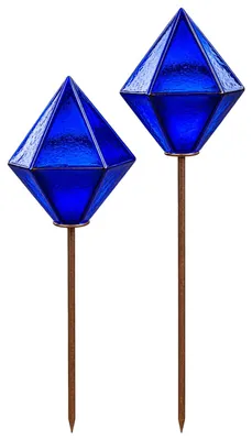 Produktbild von Bornhöft Glas Gartenstecker Beetstecker Blau Diamant 2er Set 105 cm