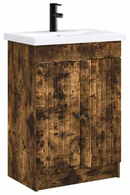 Immagine prodotto di Set di mobili da bagno in legno di quercia affumicata, dimensioni 56 x 37,5 x 81 cm