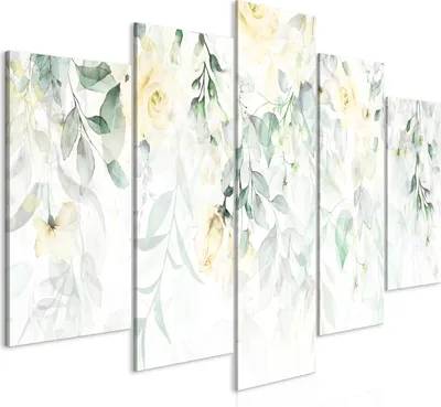 Immagine prodotto di Quadri su tela 200x100 cm b-A-0697-b-o quadro su tela non tessuta 5 pezzi stampa d'arte moderna arte murale XXL decorazione murale design quadro murale FIORI ROSE GIARDINO NATURA