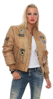 Produktbild von Damen Bomberjacke mit Patches, Stone XS