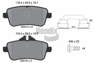 Produktbild von BENDIX Braking Bremsbelagsatz, Scheibenbremse BPD1331