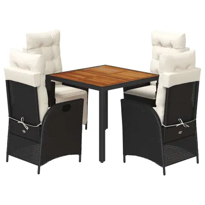 Obrázok produktu pre vidaXL 5-dielny záhradný jedálenský set s vankúšmi Black Poly Rattan