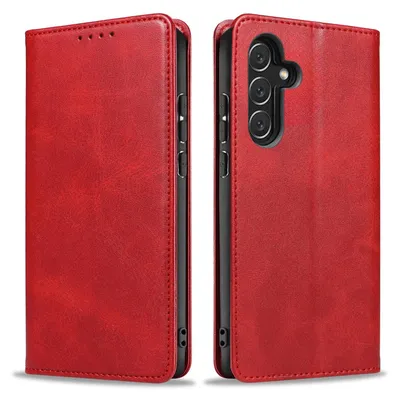 Produktbild von Handyhülle für Samsung Galaxy S23 FE Kunstleder Flip Cover Hülle Klapphülle Case Kartenfach Farbe: Rot