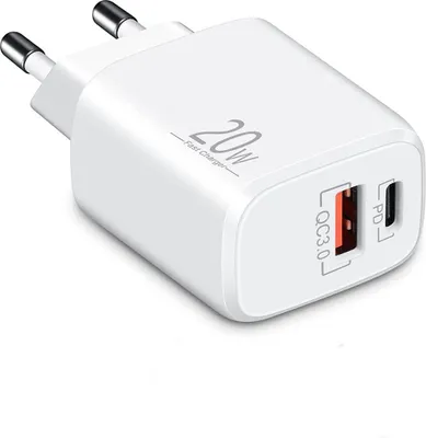 Produktbild von Schnellladegerät USB-C + USB-A Dual Netzteil Universal mit Kabel – Ohne Kabel