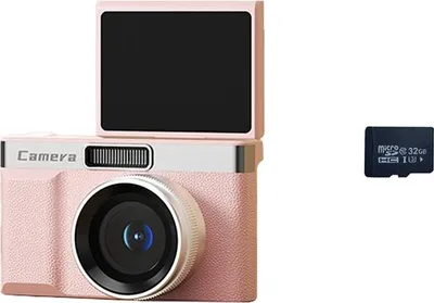 Obrázek produktu pro INF Retro digitální fotoaparát s duálním objektivem a 32GB TF kartou Růžový
