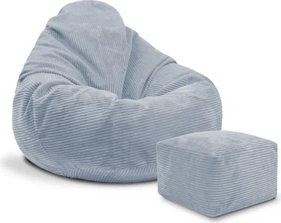Produktbild von Dreamroots Sitzsack, Puff 90x90x100 cm, Sitzsack mit Füllung, Sitzsack mit Fußhocker, Sitzsack mit Bezug, Baltic Sea