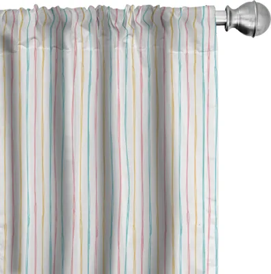 Image de ABAKUHAUS Rideaux à fines rayures, rideaux, motif répétitif à trois rayures colorées, 2 pièces 75 x 225 cm, corail terre jaune